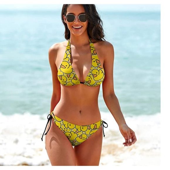 Tantalizing Rubber Duck Pattern Two Piece Swimsuit - Picture 6 of 7